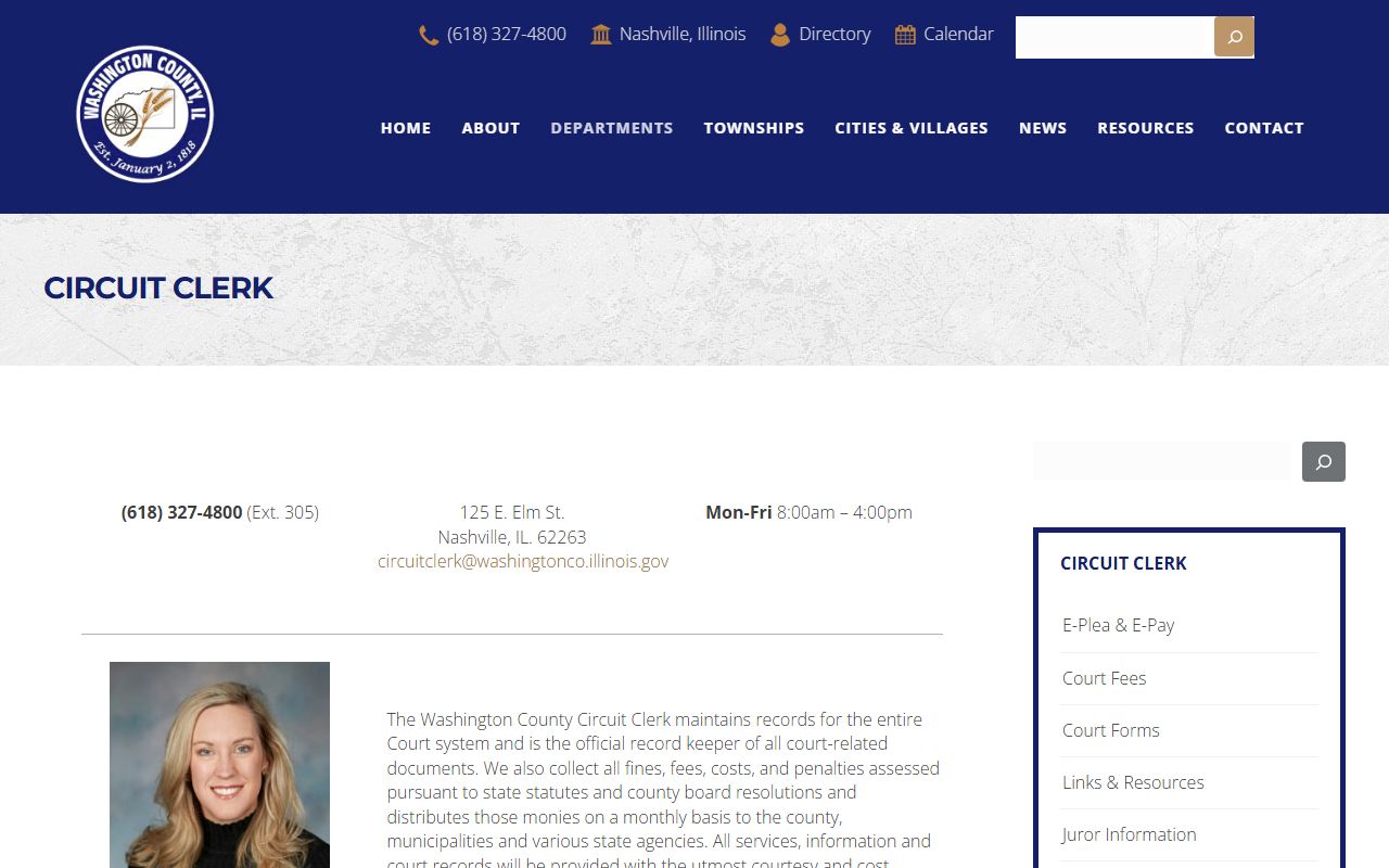 Washington County court records after arrest Circuit Clerk page
