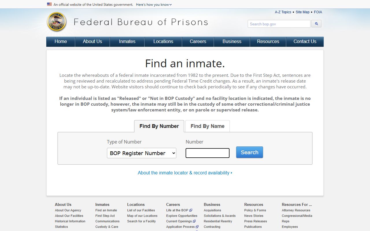 Washington County inmate records federal BOP inmate locator